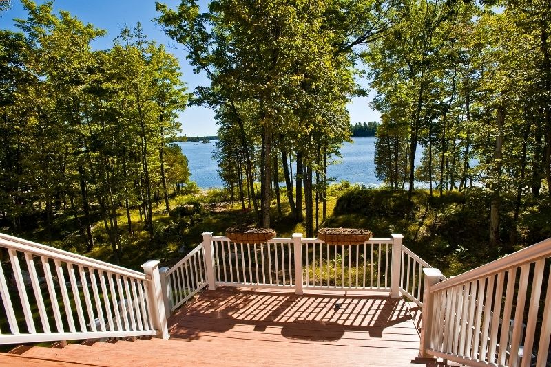 timber stairways connected to a timber decking